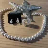 Wunderschöne, handgefertigte Halskette mit echten Süßwasser Perlen,Perlencollier,klassische moderne Perlenkette,Perlen Bild 6