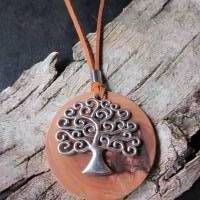 Halskette, Amulett mit Lebensbaum auf Olivenholz mit Edelstahl Bild 5