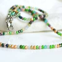Damen Halskette Perlenkette grün Kette bunt Bild 1