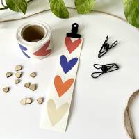Herzaufkleber BLAU BEIGE ORANGE ROT buntes Stickerset Papierdekoration Geschenkverpackung Sticker Etikett Herzen klein Bild 5