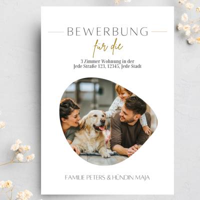 Moderne Wohnungsbewerbung für Familien und Singles mit Haustieren und Kindern: Vorlage für Word, Pages, Office & Canva