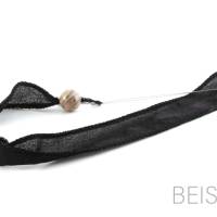 Crêpe Satin Seidenband Schwarz 1m 100% Seide handgenäht und handgefärbt Schmuckband Wickelarmband Bild 3