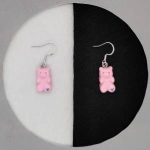 Pastell pinke Gummibärchen Ohrringe mit Edelstahl Ohrhaken, süßer Schmuck, niedliche Tier Ohrhänger Bild 1