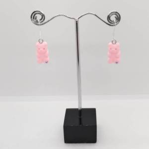 Pastell pinke Gummibärchen Ohrringe mit Edelstahl Ohrhaken, süßer Schmuck, niedliche Tier Ohrhänger Bild 3