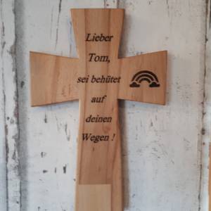 Fisch oder Kreuz personalisiert * Kreuz aus Holz mit Beschriftung * Konfirmation * Kommunion * Taufe * Geschenk * Bild 4