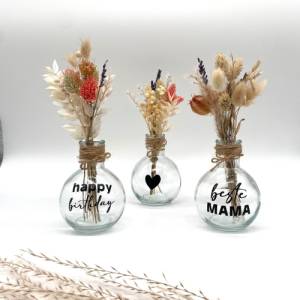 Trockenblumenstrauß - kleine Vase - Trockenblumen Dekoration - Tischdeko - Boho - Geschenkidee -  getrockneter Strauß - Bild 1