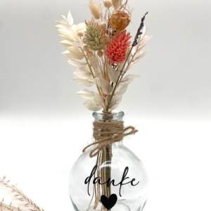 Trockenblumenstrauß - kleine Vase - Trockenblumen Dekoration - Tischdeko - Boho - Geschenkidee -  getrockneter Strauß - Bild 6