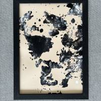 Handgemaltes abstraktes minimalistisches 6er SET auf hochwertigem 250g Naturell Papier schwarz weiß sand beige Bild 7