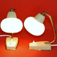 60er Jahre Tischlampen Paar Leuchten sixties Nachtlicht Messing gelb weiß mid century 50er fifties vintage upcycling Bild 8