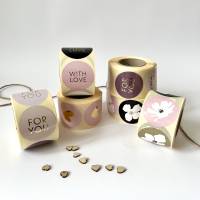 Geschenkaufkleber 5cm FLORAL rosa schwarz gold Aufkleber rund Sticker mit Blumen-Design Verpackungsmaterial Bild 2