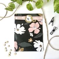 Geschenkaufkleber 5cm FLORAL rosa schwarz gold Aufkleber rund Sticker mit Blumen-Design Verpackungsmaterial Bild 4
