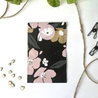 Geschenkaufkleber 5cm FLORAL rosa schwarz gold Aufkleber rund Sticker mit Blumen-Design Verpackungsmaterial Bild 5