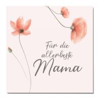 Friendly Fox Muttertag Karte, 1x quadratische Grußkarte Muttertag, Muttertagskarte mit Mohnblume für die beste Mama Bild 1