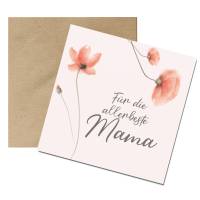 Friendly Fox Muttertag Karte, 1x quadratische Grußkarte Muttertag, Muttertagskarte mit Mohnblume für die beste Mama Bild 5