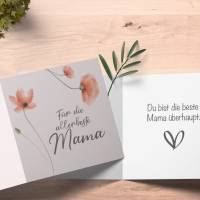 Friendly Fox Muttertag Karte, 1x quadratische Grußkarte Muttertag, Muttertagskarte mit Mohnblume für die beste Mama Bild 6