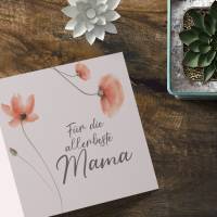 Friendly Fox Muttertag Karte, 1x quadratische Grußkarte Muttertag, Muttertagskarte mit Mohnblume für die beste Mama Bild 7