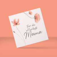 Friendly Fox Muttertag Karte, 1x quadratische Grußkarte Muttertag, Muttertagskarte mit Mohnblume für die beste Mama Bild 8