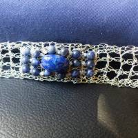 luftig leichtes Armband einzigartig im Design von Hand aus Silbedraht gehäkelt & mit jeansblauen Sodalith Edels Bild 10