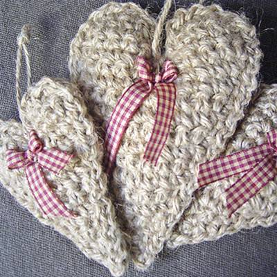 Häkelanleitung - Jutes Bauernherz - Landhausdeko aus Jutegarn - PDF