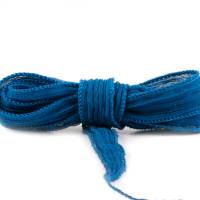 Seidenband Crinkle Crêpe Blaugrün 1m 100% Seide handgenäht und handgefärbt Schmuckband Wickelarmband Bild 2