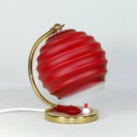 Unikat Tischlampe Leuchte klein Nachtlicht 21 cm Messing rot fifties 50er Jahre einmalig kultig vintage upcycling Bild 3