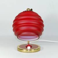 Unikat Tischlampe Leuchte klein Nachtlicht 21 cm Messing rot fifties 50er Jahre einmalig kultig vintage upcycling Bild 5
