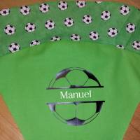 Schultüte mit Namen / Vorschultüte mit Namen, Geschwister Schultüte - Fußball / Fußbälle grün personalisierbar Bild 2