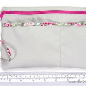 wetbag Kosmetiktäschchen, Handschlaufe Taschenorganizer Reise, hellgrau maritim oder floral, handmade by BuntMixxDESIGN Bild 5