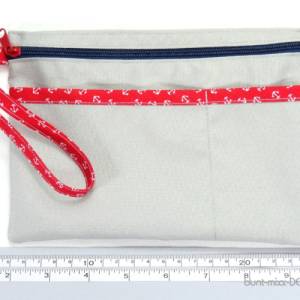 wetbag Kosmetiktäschchen, Handschlaufe Taschenorganizer Reise, hellgrau maritim oder floral, handmade by BuntMixxDESIGN Bild 8
