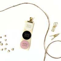 Geschenkaufkleber 5cm WITH LOVE rosa schwarz weiß mit Goldeffekt Aufkleber rund Sticker für persönliche Geschenke Bild 1
