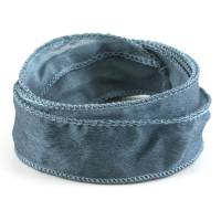 Crêpe Satin Seidenband Graublau 1m 100% Seide handgenäht und handgefärbt Schmuckband Wickelarmband Bild 1