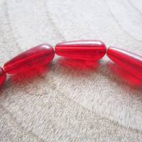 10x plattierte Lampwork Perlen in Tropfen Form Rot 18,5 x 7,6 mm Bild 2