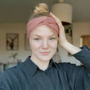 Visuell Design - Bio Stirnbänder für Frauen | Dehnbares Baumwolljersey | Stoff Haarband | Gedrehtes Stirnband | Haarband Bild 1