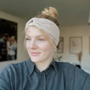 Visuell Design - Bio Stirnbänder für Frauen | Dehnbares Baumwolljersey | Stoff Haarband | Gedrehtes Stirnband | Haarband Bild 2
