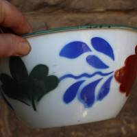 geblümte Emailleschale / Emailleschüssel mit Blumen Dekor / Vintage Landhausdeko / Made in China 50er Jahre Bild 4