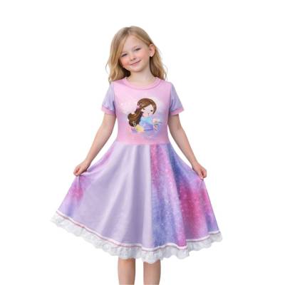 Festliches Kleid - Sommerkleid Größe 134 - Drehkleid Einschulungskleid Jerseykleid Festkleid Partykleid