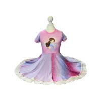 Festliches Kleid - Sommerkleid Größe 134 - Drehkleid Einschulungskleid Jerseykleid Festkleid Partykleid mit Einhorn und Bild 6