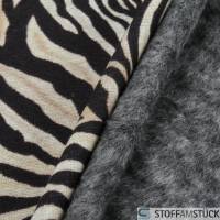 Stoff Baumwolle Polyester Elastan Alpen Sweat Jersey Tiger flauschig weich Bild 3