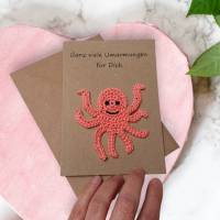 Personalisierbare Glückwunschkarte mit umarmendem Kraken-Motiv als herzliche Geburtstagskarte Bild 1