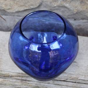 Pop Art Vase mit Einstichen Karl Friedrich kobaltblaues Glas mundgeblasen 70er Jahre Vintage Bild 4