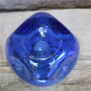 Pop Art Vase mit Einstichen Karl Friedrich kobaltblaues Glas mundgeblasen 70er Jahre Vintage Bild 5