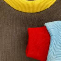 Merinowollpullover Größe 104 grau türkis Upcycling Kinderpullover im Colorblockdesign Aktiv Bild 3