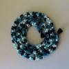 Hübsche Häkelkette, blau türkis grau schwarz, 58 cm, Halskette aus Glasperlen gehäkelt, Perlenkette, Häkelschmuck Bild 3