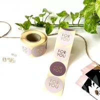 Geschenkaufkleber 5cm FOR YOU rosa lila flieder mit Goldeffekt Aufkleber rund Sticker mit Schrift für dich Geschenke Bild 1