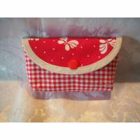 Taschentüchertaschen-Taschentuch-Täschchen,Tasche, Taschentücher-Etui, Schmetterlinge in rot, reine Baumwolle Bild 1
