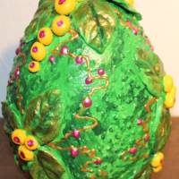 Osterei in Grün FRÜCHTE & BLÄTTER Acrylmalerei auf einem Keramikei Ostergeschenk Künstler-Ei Sammlerstück Bild 9
