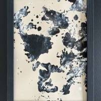 Handgemaltes abstraktes minimalistisches Bild auf hochwertigem 250g Naturell Papier schwarz weiß sand beige #5 