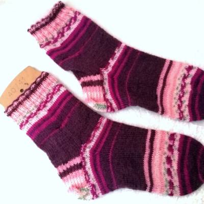 Socken handgestrickt, Größe 40/41, Stricksocken, Wollsocken, Damen Socken