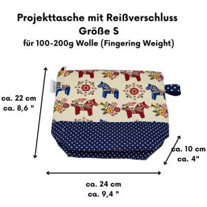 Projekttasche | Einhörner | Projekttasche für Socken stricken | Stricktasche | Bobbeltasche Bild 3