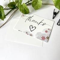 5 - 100 Stück Dankeskarte ROT Paketbeileger A6 schlichte Danksagungskarten Blümchen floral beschriftbar Karten Bild 3